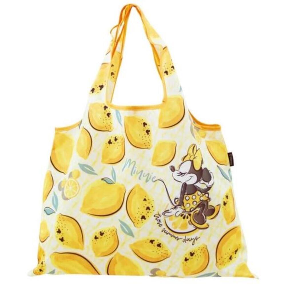 Disney Minnie Mouse Reusable Shopping Tote Bag, Compact Foldable Yellow Lemons - Picture 1 of 4